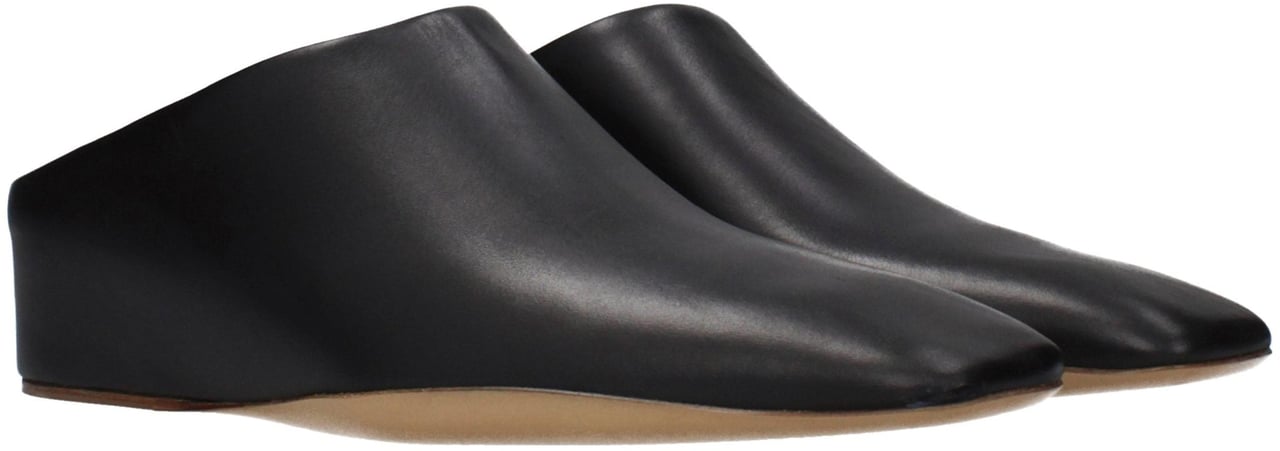Jil Sander Black Leather Slippers Zwart