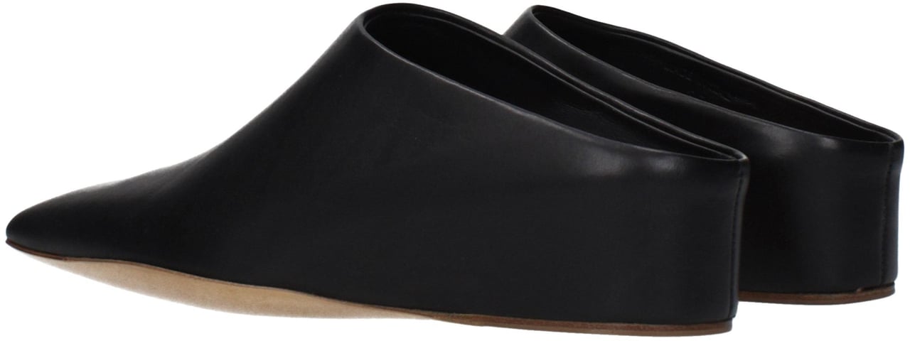 Jil Sander Black Leather Slippers Zwart