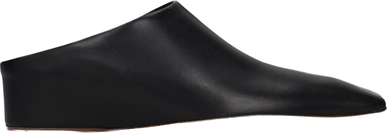 Jil Sander Black Leather Slippers Zwart