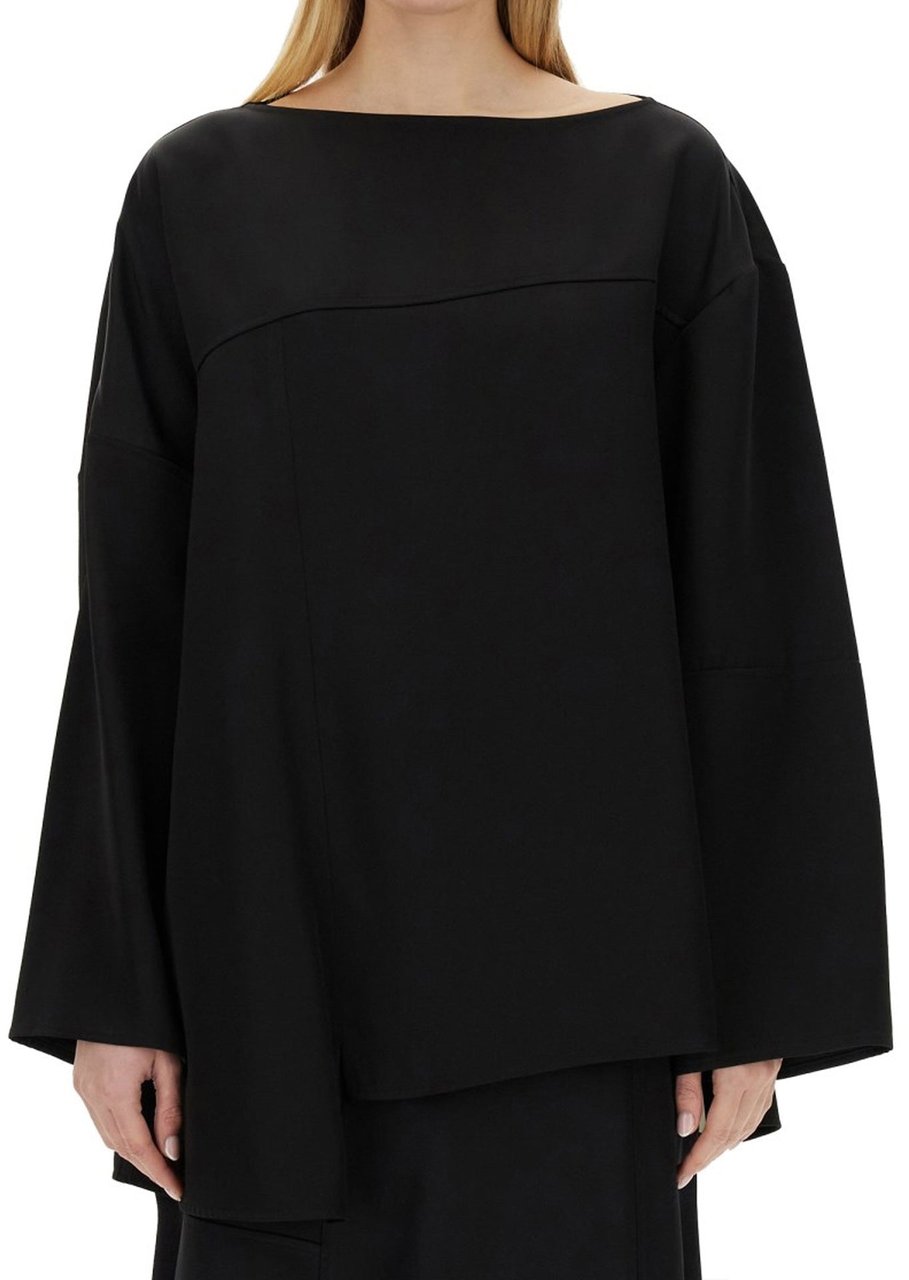 Jil Sander Blend Silk Blouse Zwart