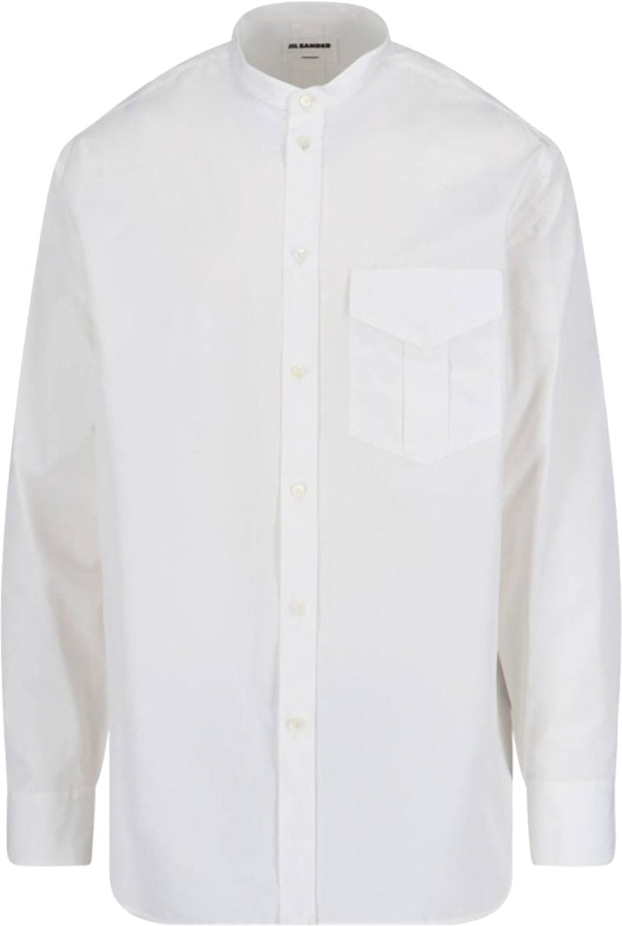 Jil Sander Mandarin Collar Shirt – White Wit