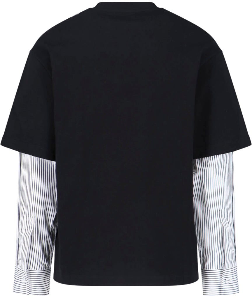 Jil Sander Black Layered Striped Long-Sleeve T-Shirt Zwart