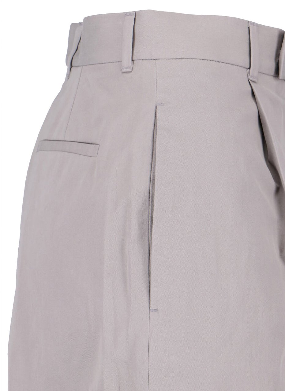 Jil Sander Grey High-Waisted Tailored Cotton Trousers Grijs