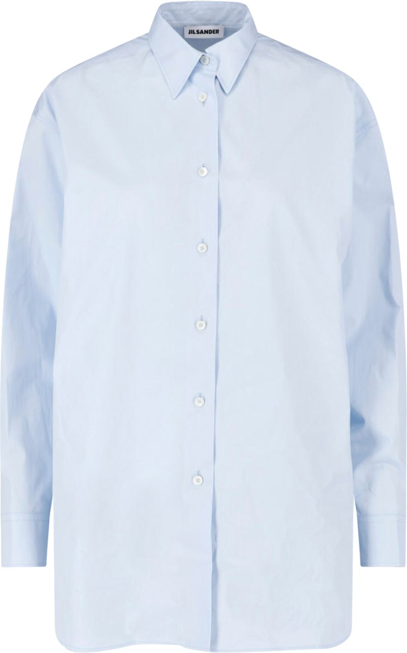 Jil Sander Light Blue Classic Collar Cotton Shirt Blauw