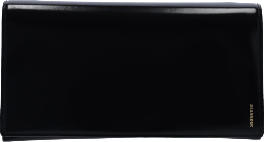Jil Sander Calf Leather Shoulder Bag with Adjustable Strap Zwart