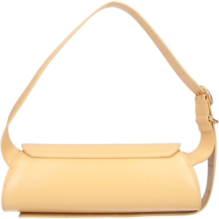 Jil Sander Yellow Cannolo Cylindrical Leather Shoulder Bag Neutraal