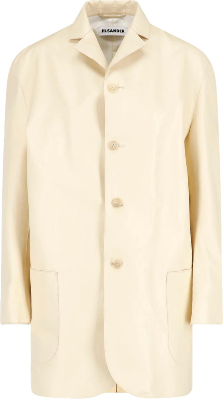 Jil Sander Cream Minimalist Boxy Classic Collar Jacket Neutraal