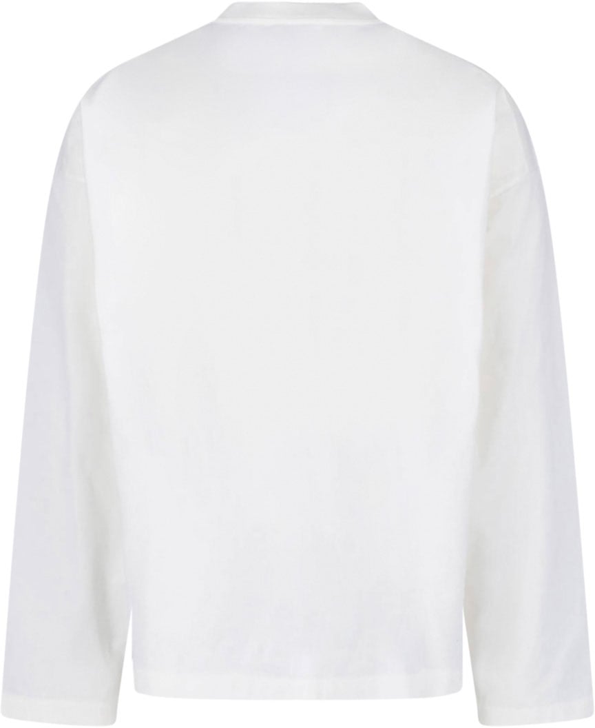 Jil Sander White Crewneck Long-Sleeve Cotton T-Shirt Wit