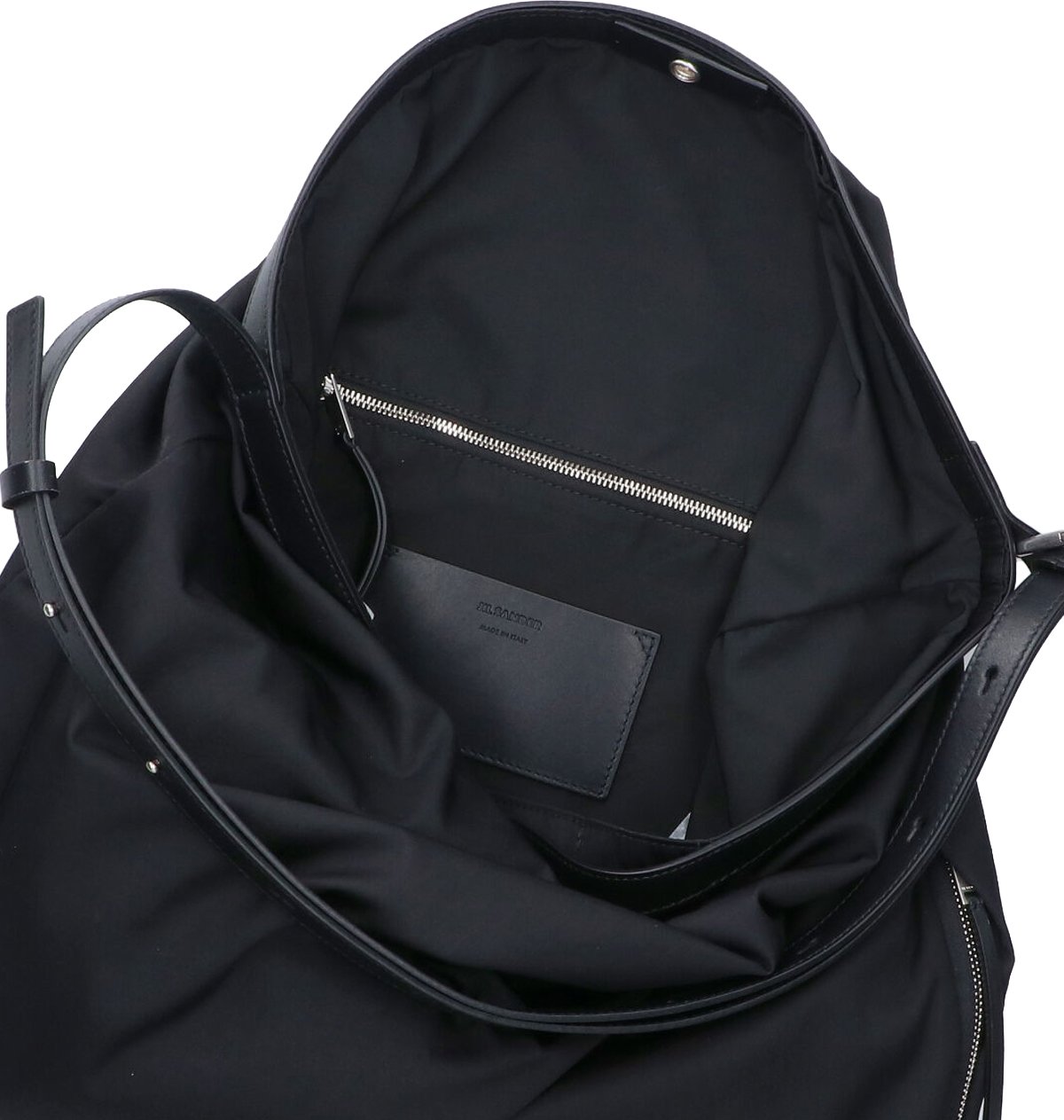 Jil Sander Black Soft Rolled Hobo Bag Zwart