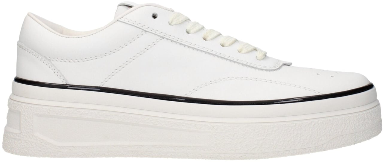 Jil Sander White Leather Platform Sneakers Wit