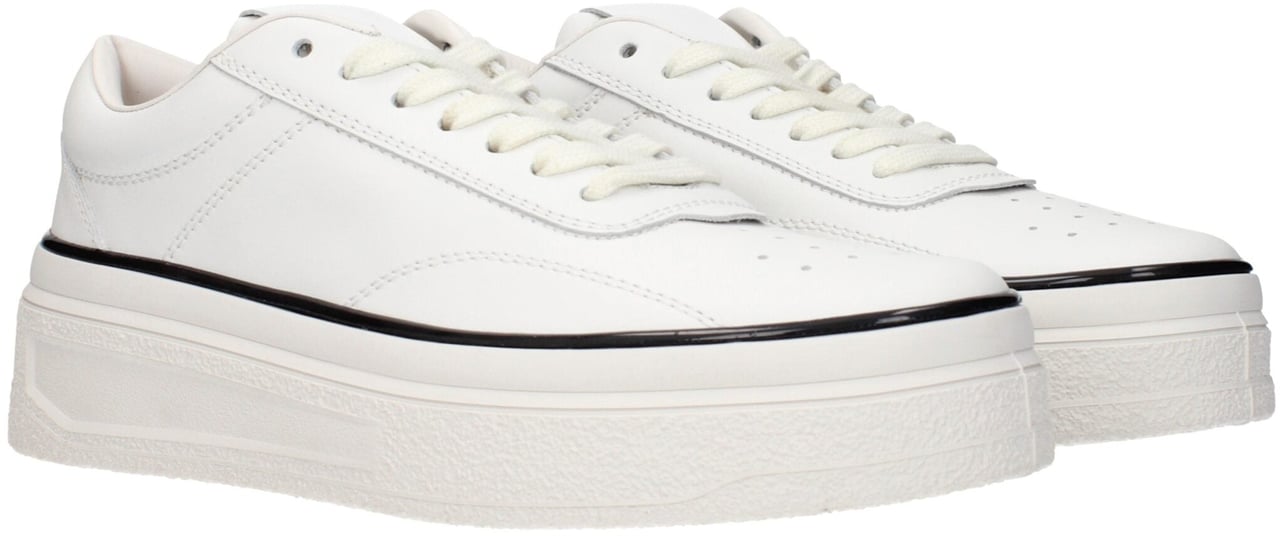 Jil Sander White Leather Platform Sneakers Wit