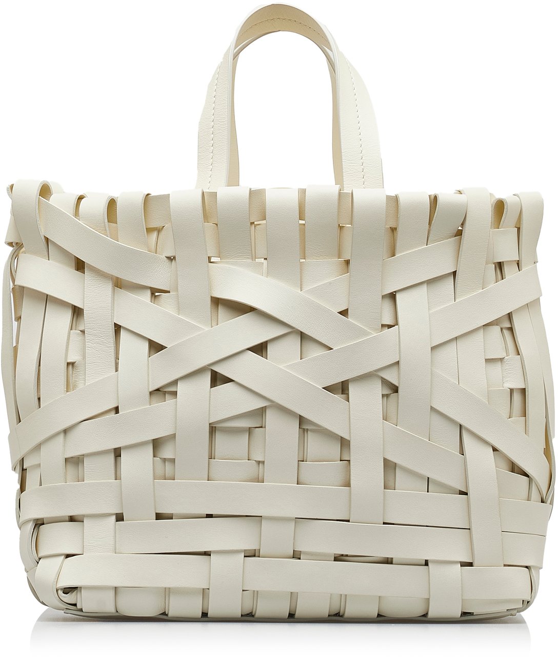 Jil Sander Woven Leather Basket Tote Wit