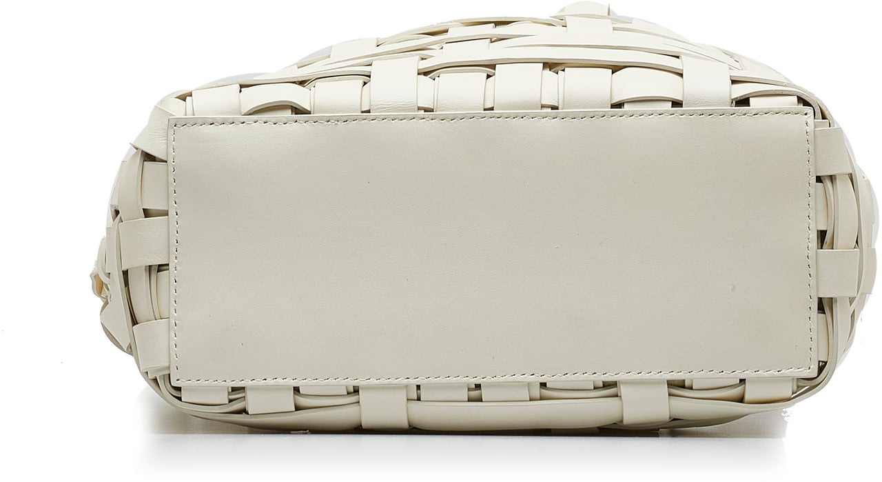 Jil Sander Woven Leather Basket Tote Wit