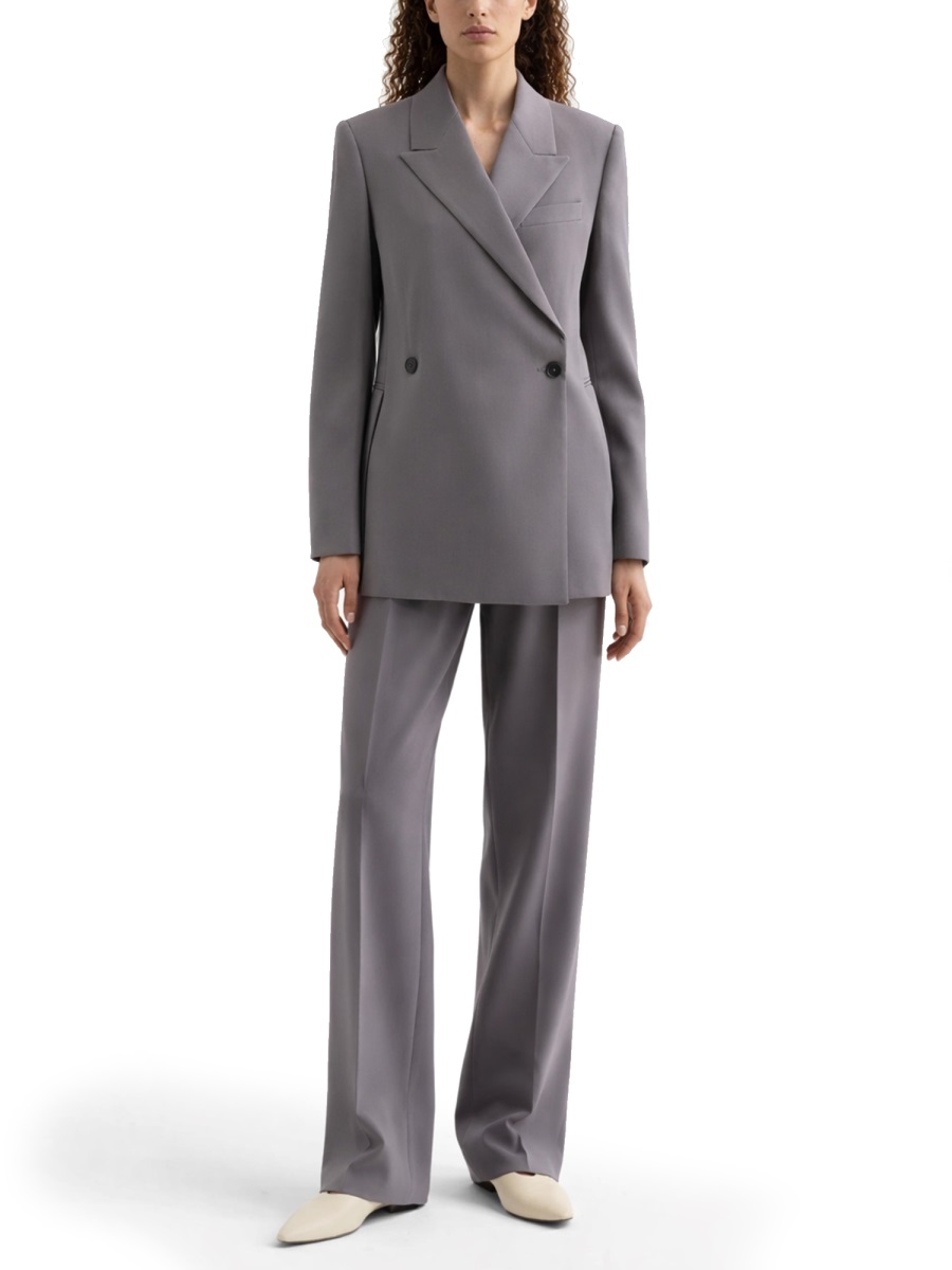 Jil Sander Double-Breasted Wool Tailored Jacket Grijs