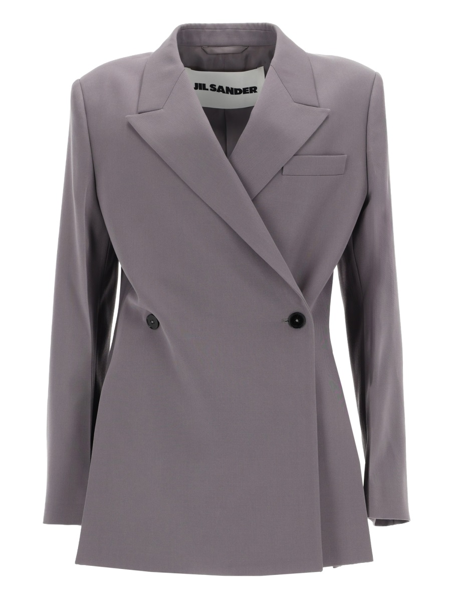 Jil Sander Double-Breasted Wool Tailored Jacket Grijs