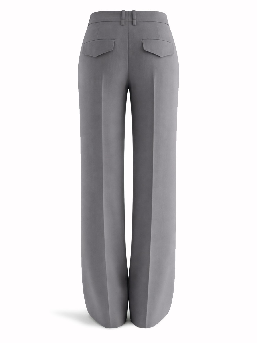 Jil Sander Muted Grey High-Waisted Wool Gabardine Pants Grijs