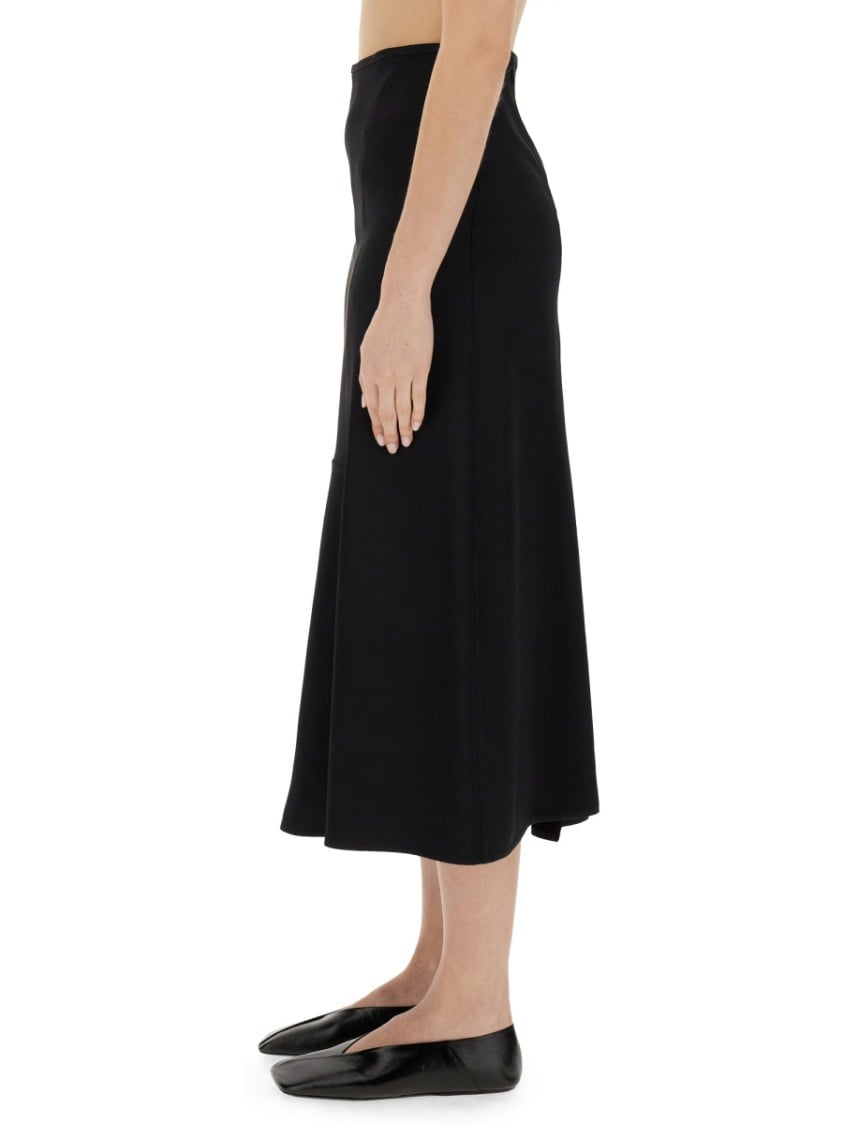 Jil Sander Flared Black Midi Skirt Zwart