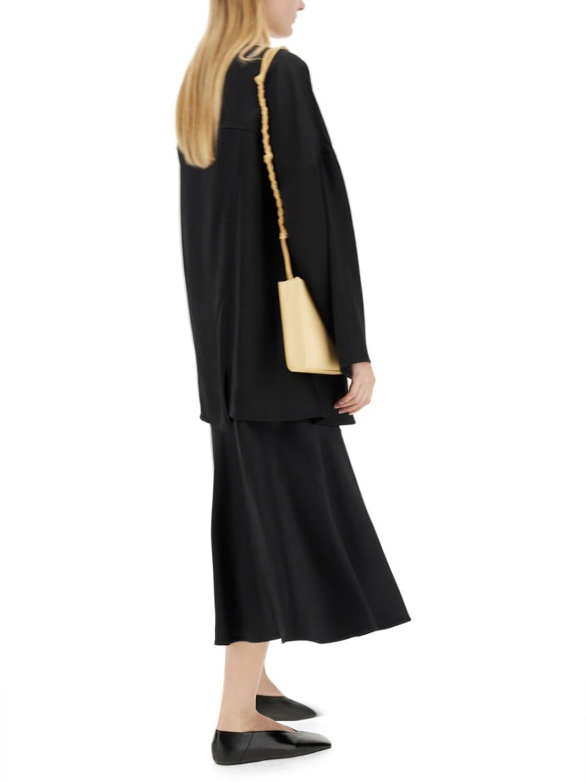 Jil Sander Flared Black Midi Skirt Zwart