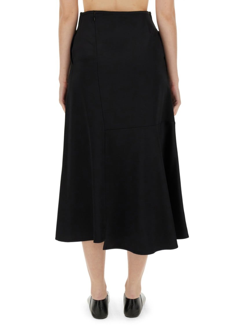Jil Sander Flared Black Midi Skirt Zwart