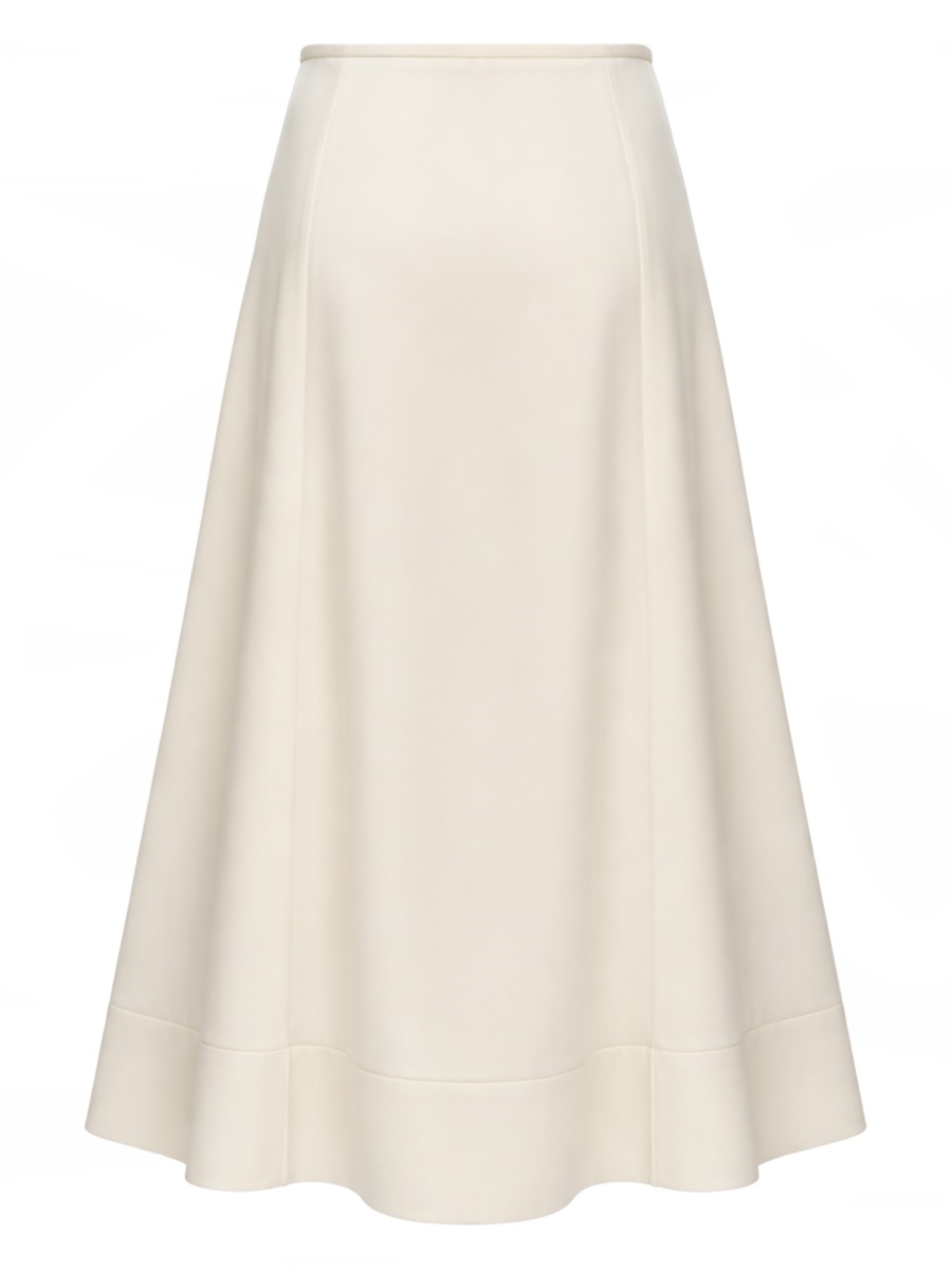 Jil Sander Satin Finish A-Line Buttons Midi Skirt Neutraal