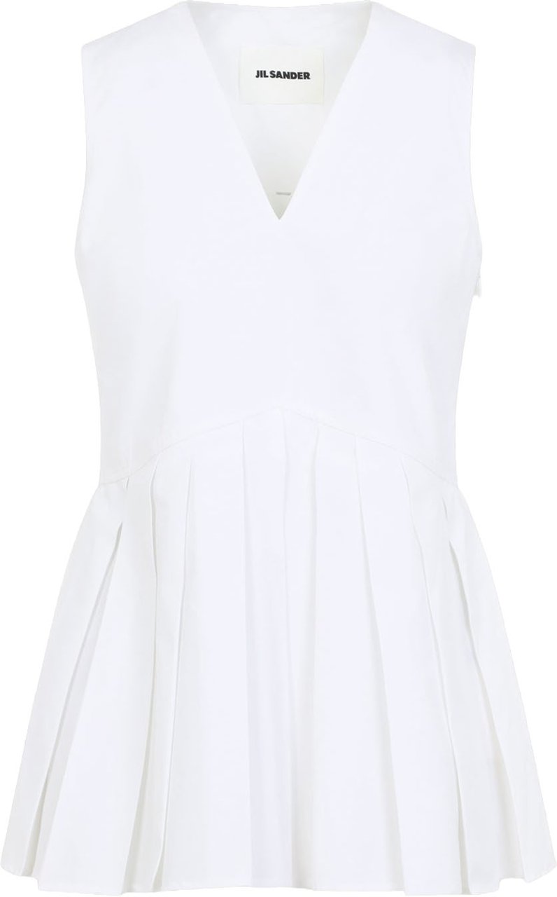 Jil Sander Sleveless A-Line Pleated Top Divers