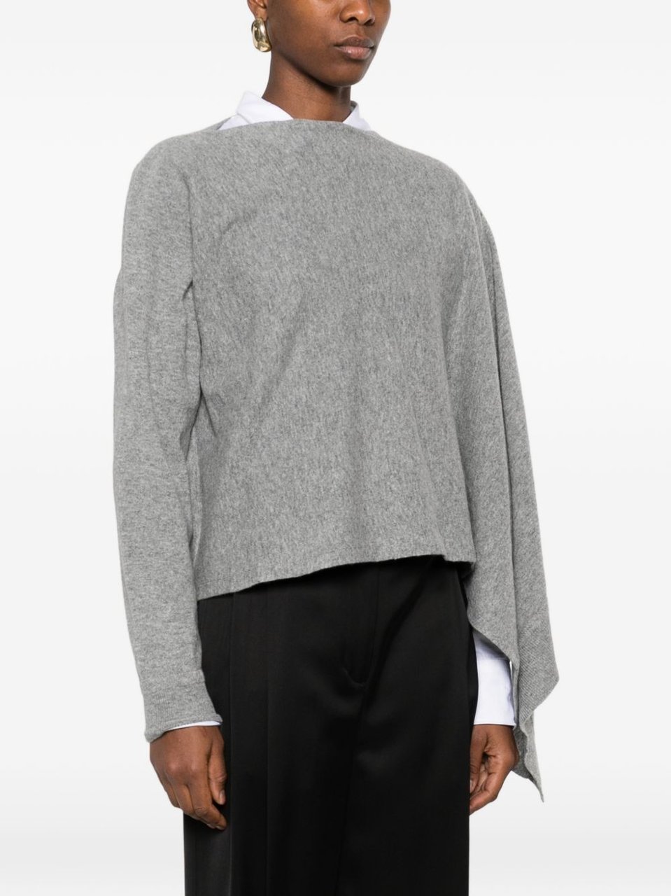 Jil Sander Gray Asymmetrical Shape Draped Sweater Grijs