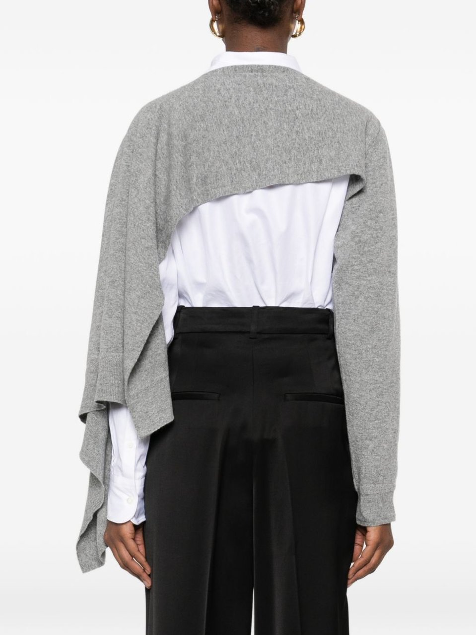 Jil Sander Gray Asymmetrical Shape Draped Sweater Grijs