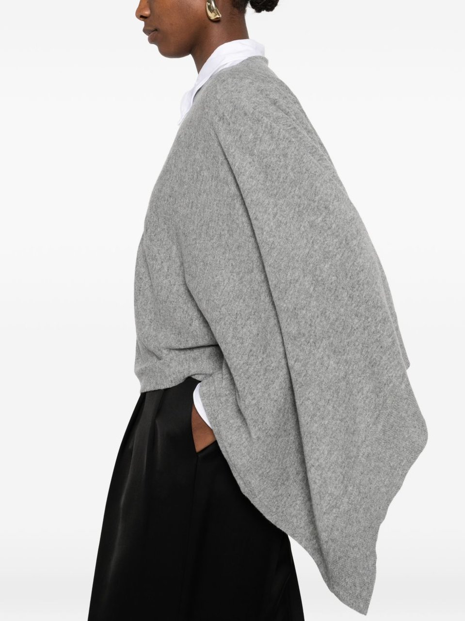 Jil Sander Gray Asymmetrical Shape Draped Sweater Grijs