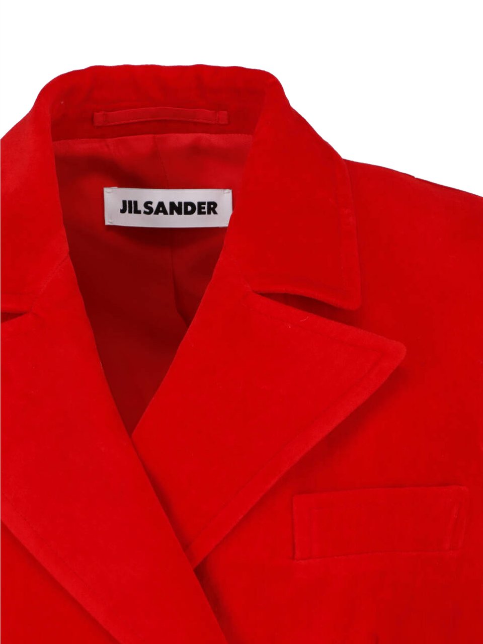 Jil Sander Red Double-Breasted Cotton Linen Coat Rood