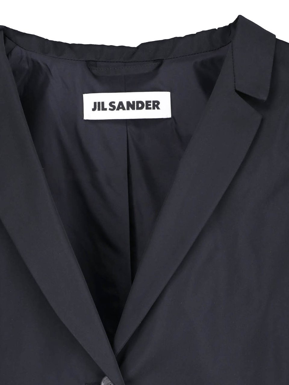 Jil Sander Technical Fabric Black Jacket with Classic Notch Lapels Zwart