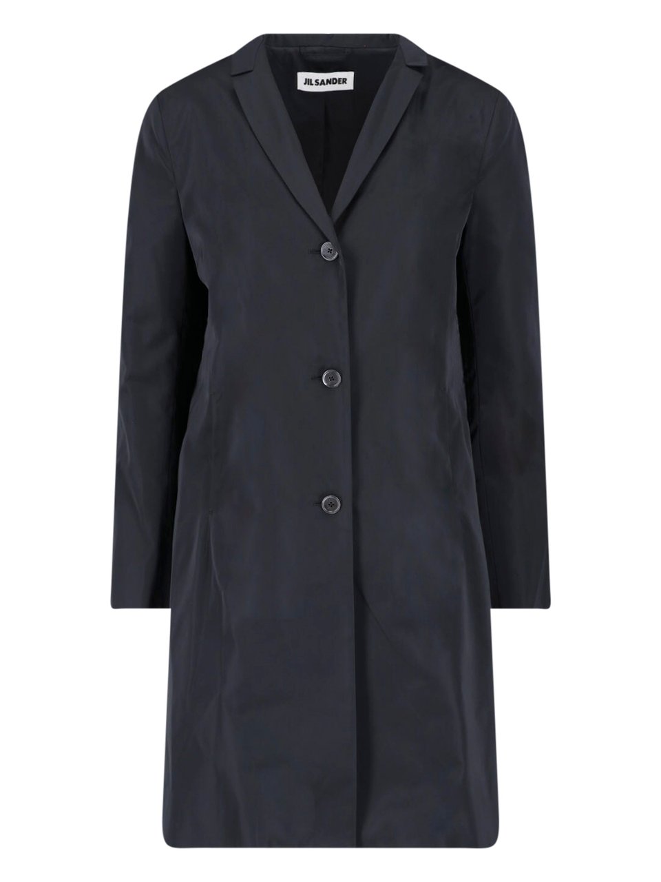 Jil Sander Technical Fabric Black Jacket with Classic Notch Lapels Zwart