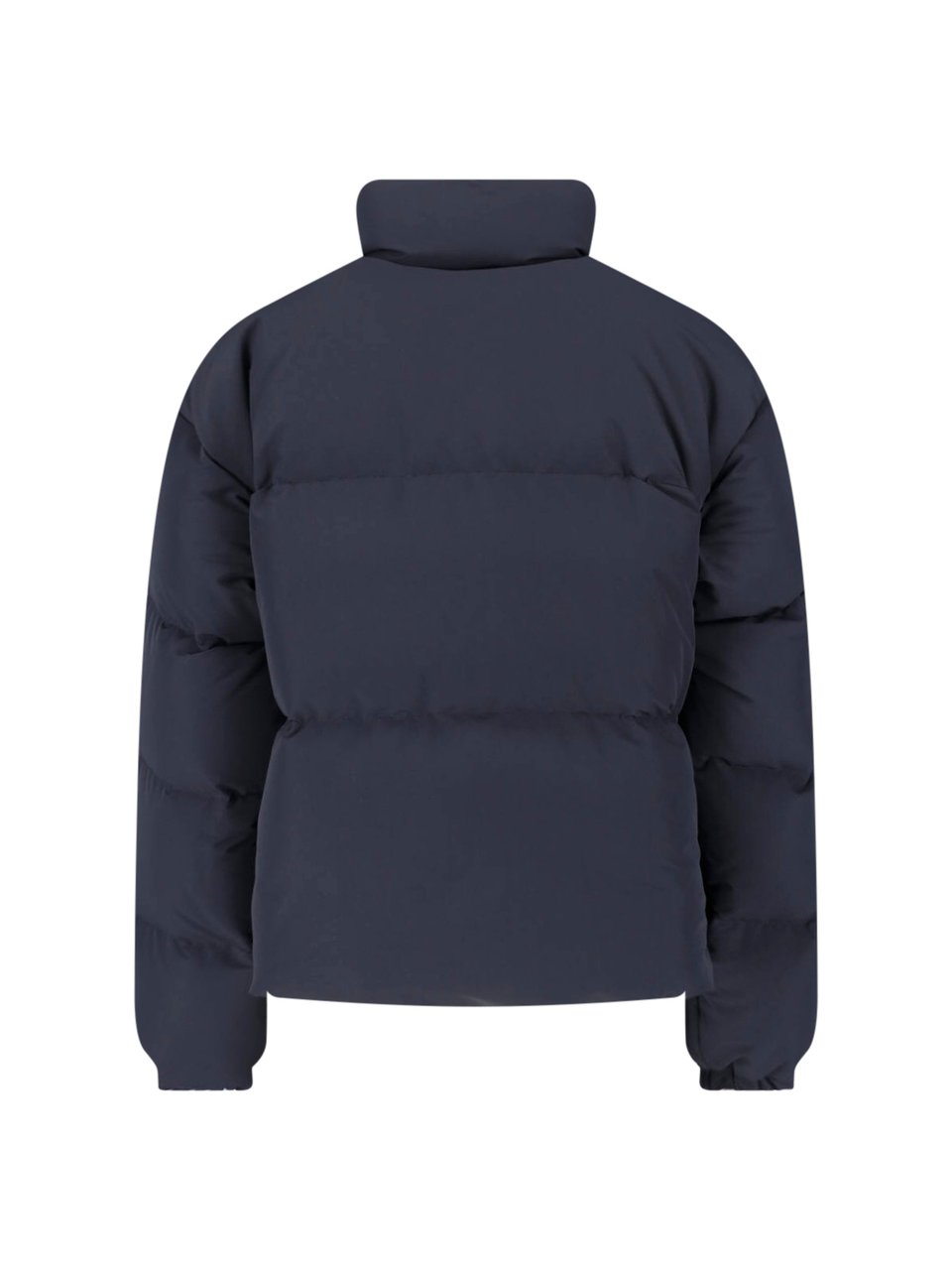 Jil Sander High Collar Padded Jacket with Boxy Silhouette and Dual Closure Zwart