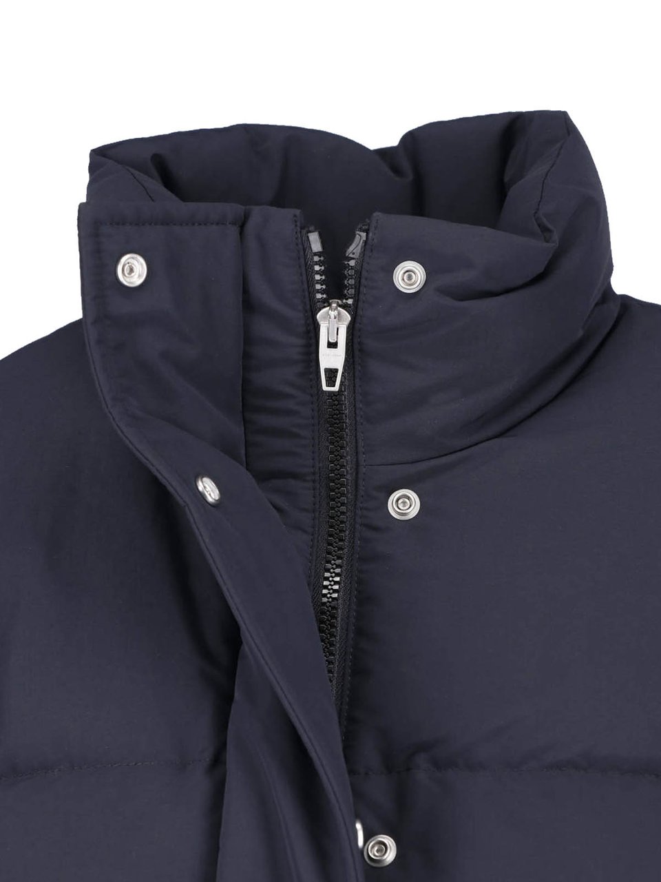 Jil Sander High Collar Padded Jacket with Boxy Silhouette and Dual Closure Zwart
