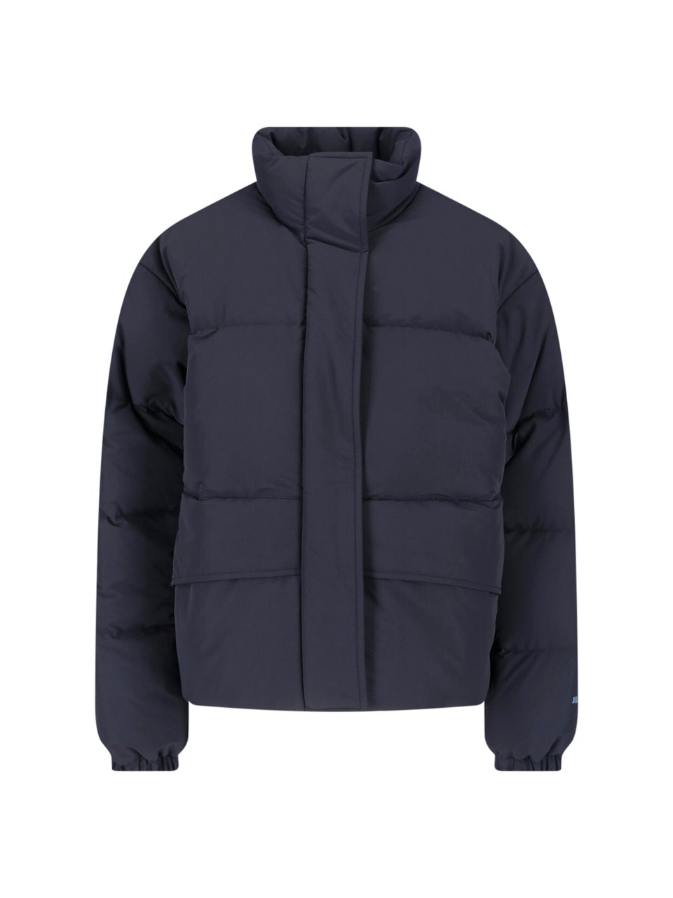 Jil Sander High Collar Padded Jacket with Boxy Silhouette and Dual Closure Zwart