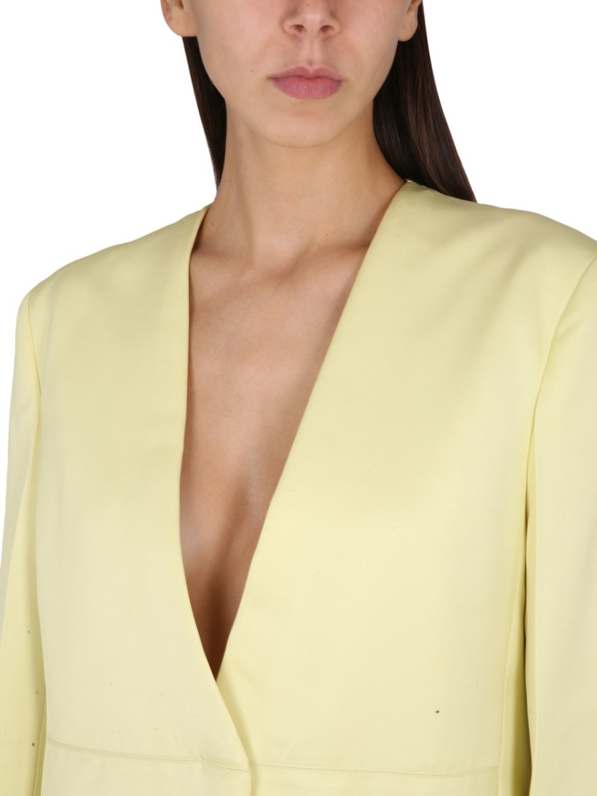 Jil Sander V-Neck Jacket With Concealed Closure Geel