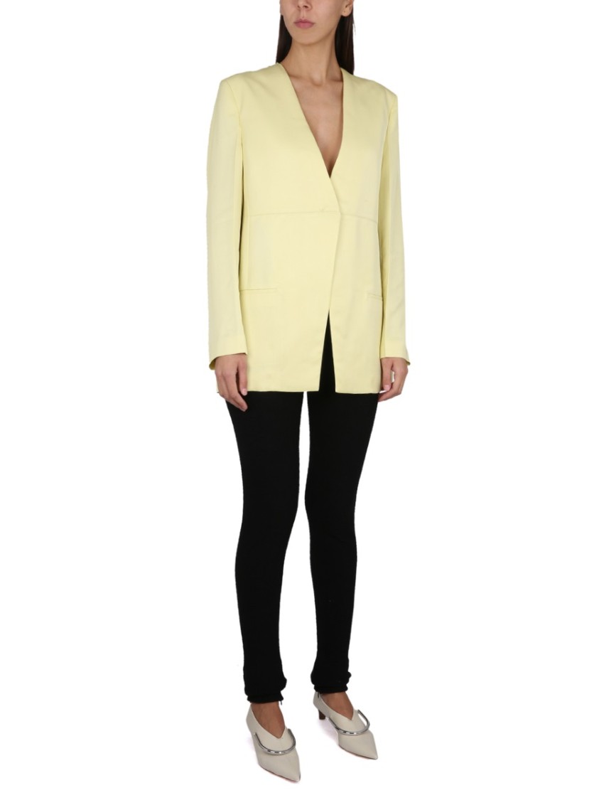 Jil Sander V-Neck Jacket With Concealed Closure Geel