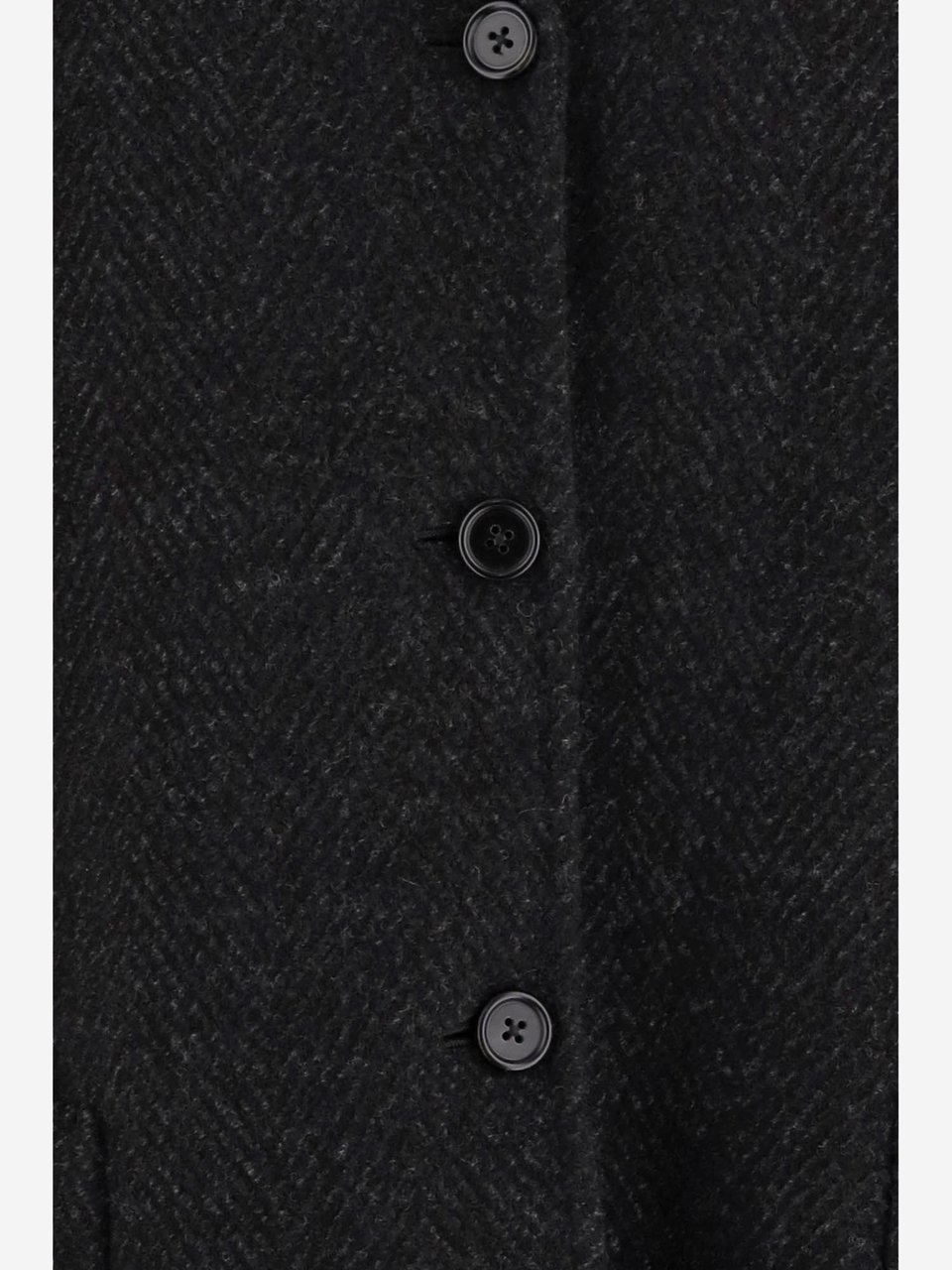 Jil Sander Dark Gray Wool Coat With Classic Lapel Zwart