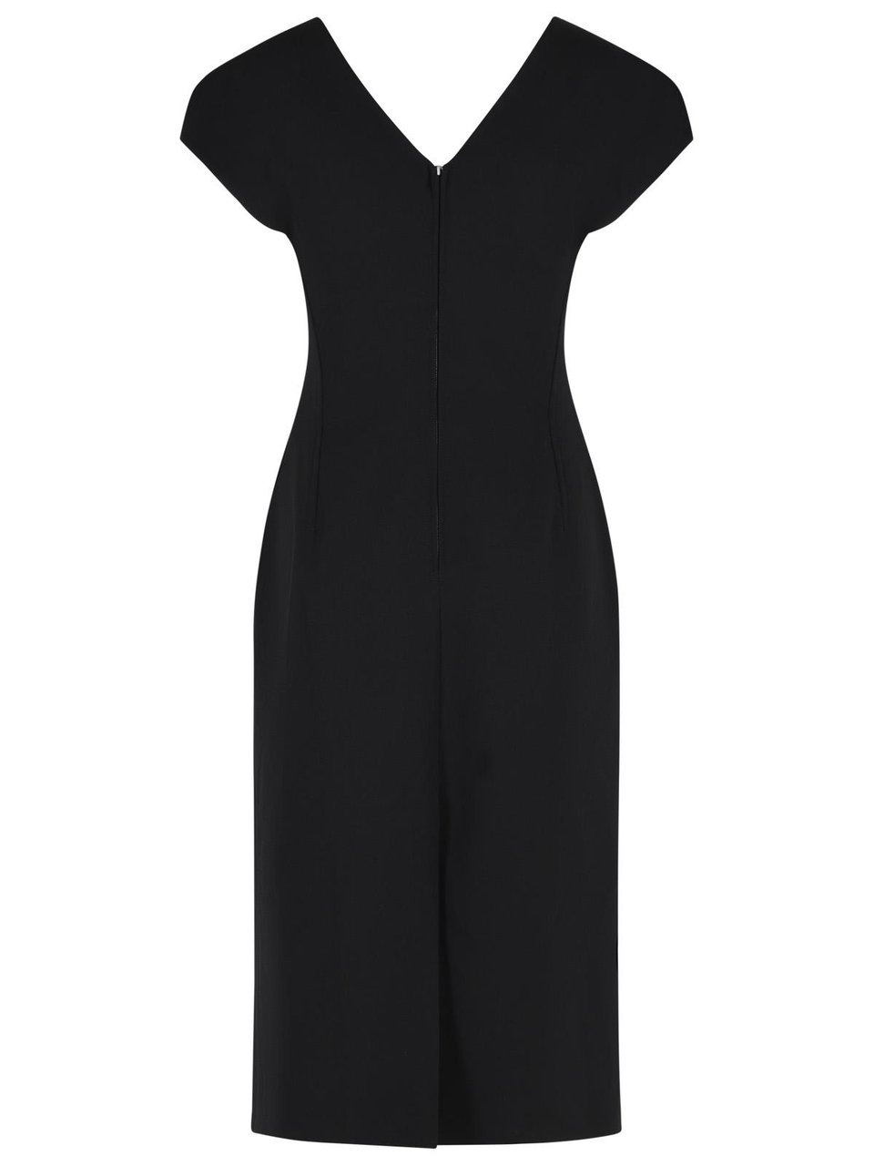 Jil Sander Black Virgin Wool Midi Dress Zwart