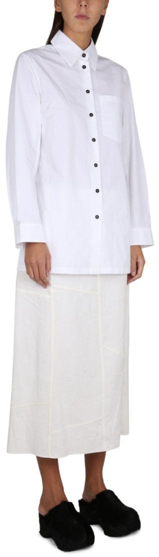 Jil Sander White Poplin Shirt With Pointed Collar Wit