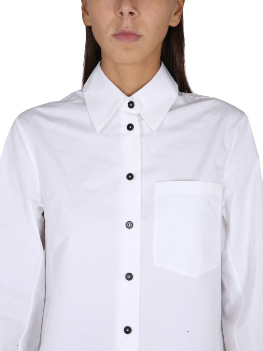 Jil Sander White Poplin Shirt With Pointed Collar Wit