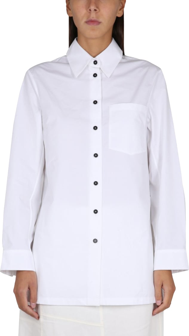 Jil Sander White Poplin Shirt With Pointed Collar Wit