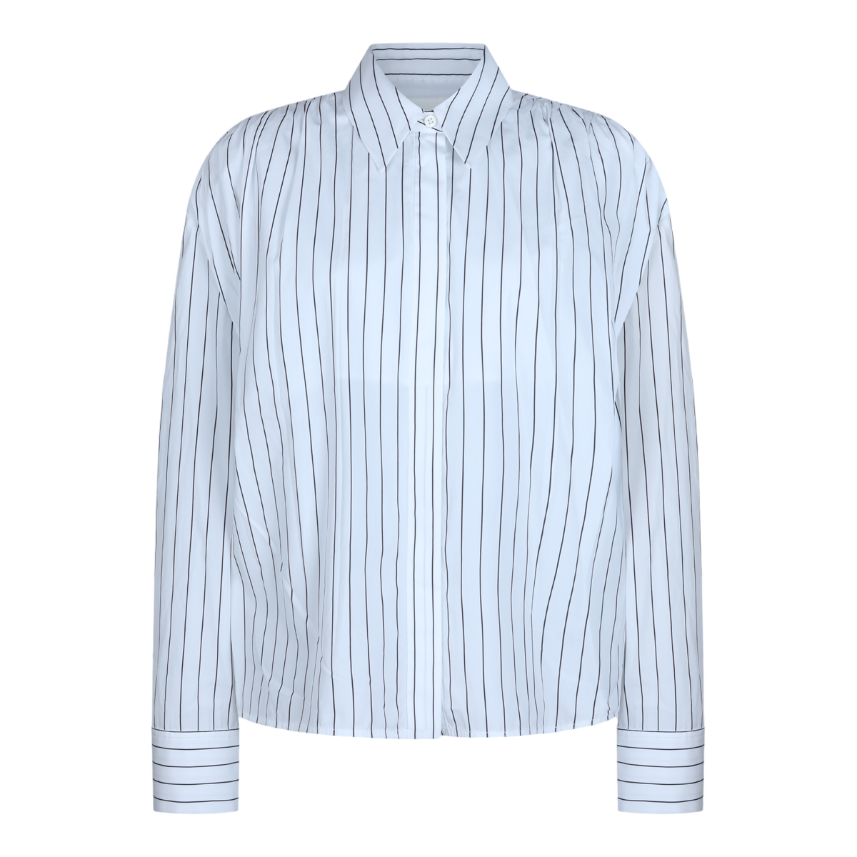 Jil Sander Classic Striped Button-Down Shirt Blauw