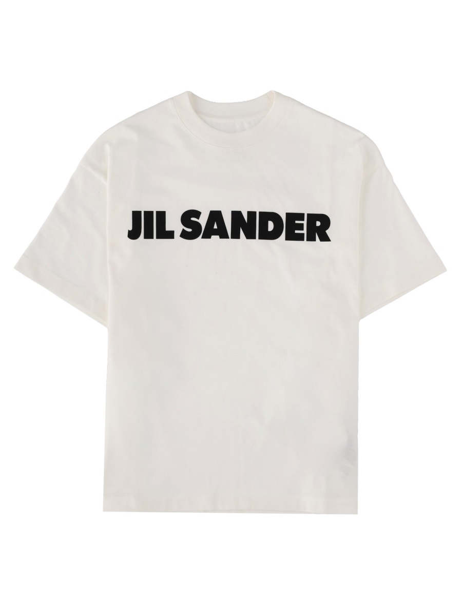 Jil Sander White Boxy Bold Front Logo Cotton T-Shirt Wit