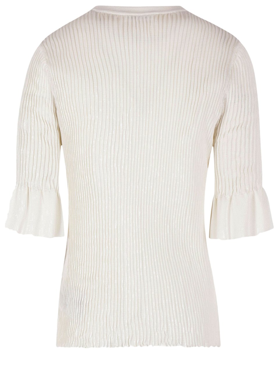 Jil Sander Ribbed Knit Top with Ruffled Sleeves Wit