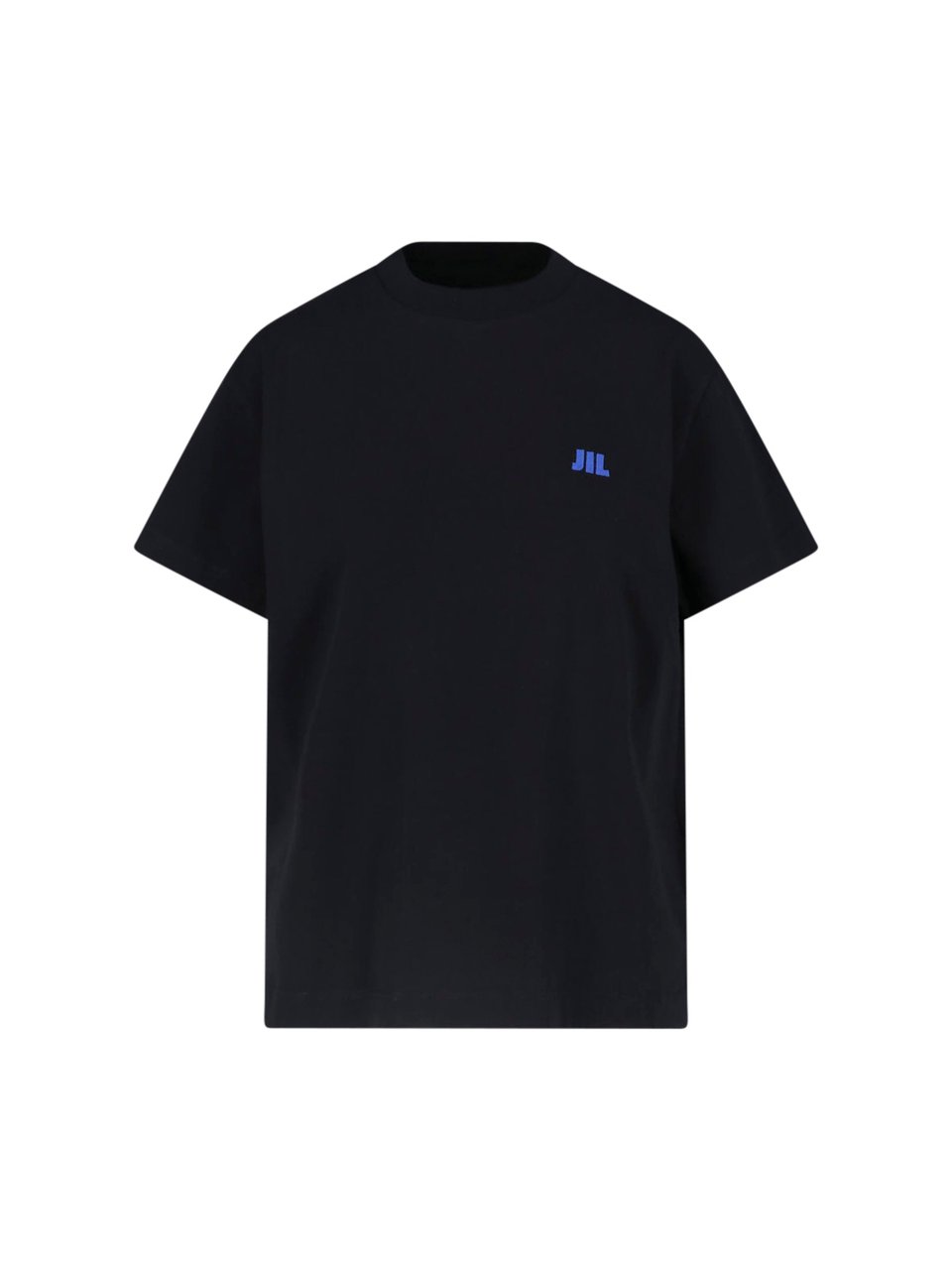 Jil Sander Black Crewneck Logo Cotton T-Shirt Zwart