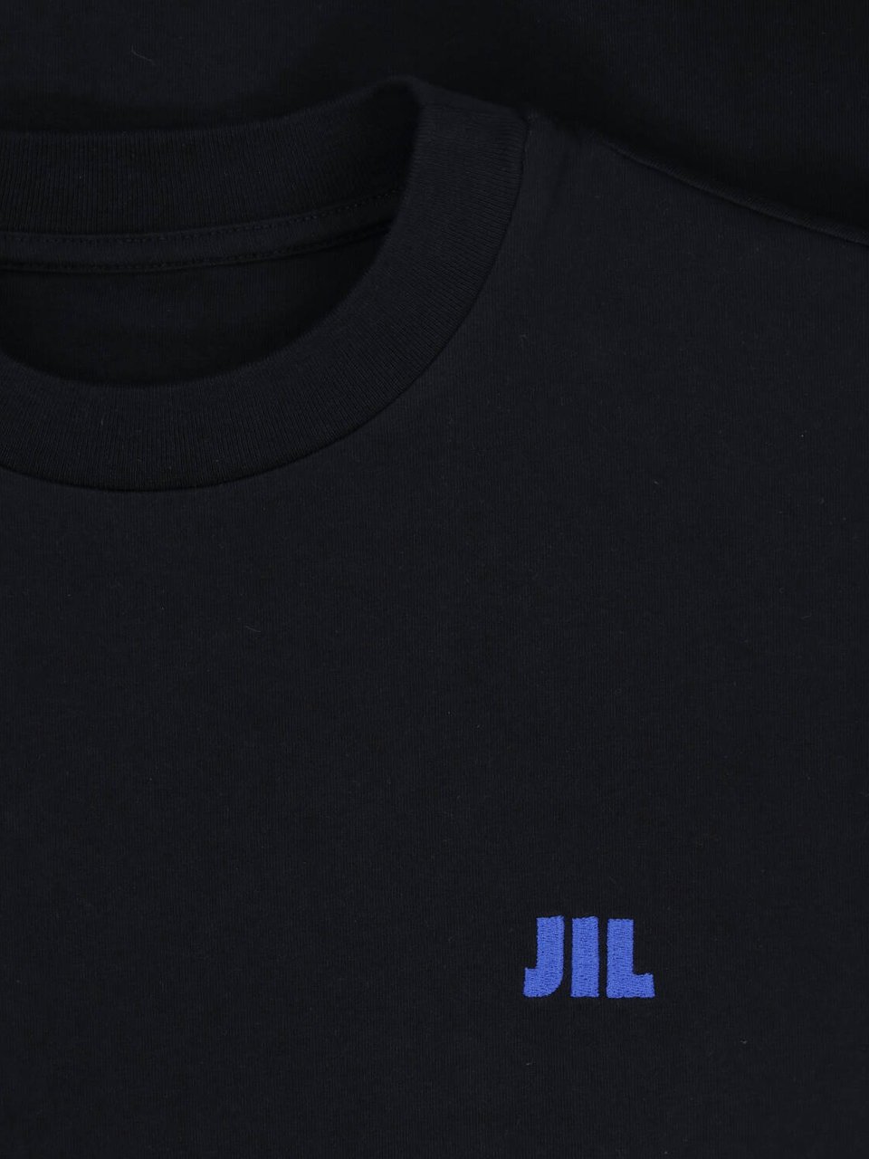 Jil Sander Black Crewneck Logo Cotton T-Shirt Zwart