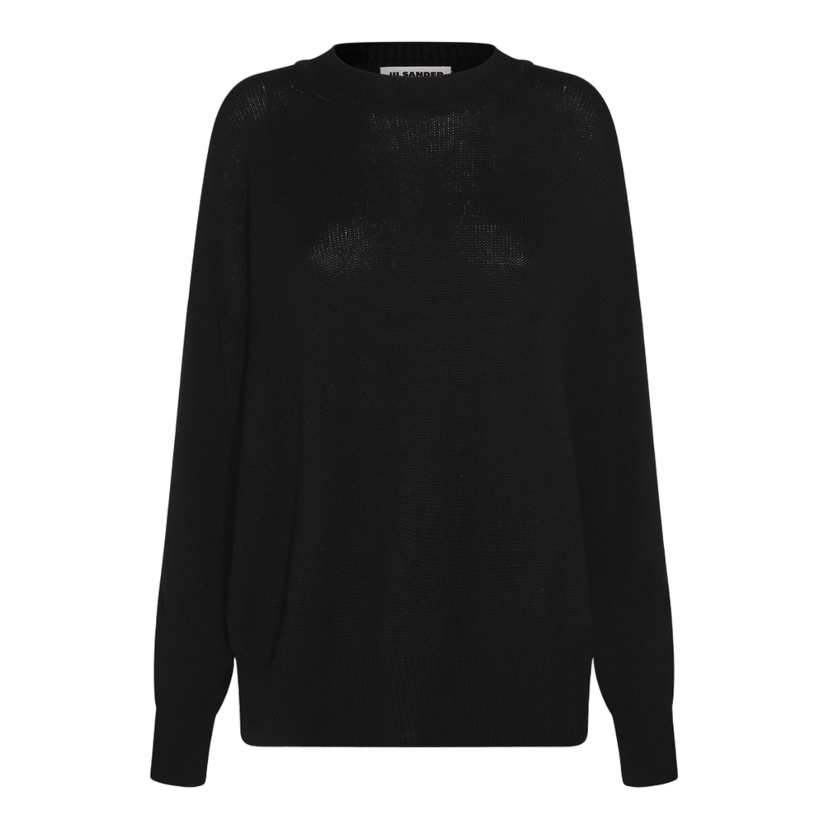 Jil Sander Relaxed-Fit Black Sweater With Ribbed Cuffs And Hem Zwart