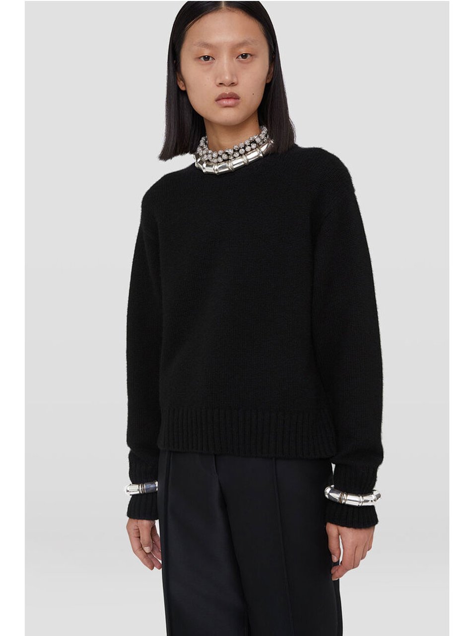 Jil Sander Black Cashmere Crew Neck Sweater Zwart