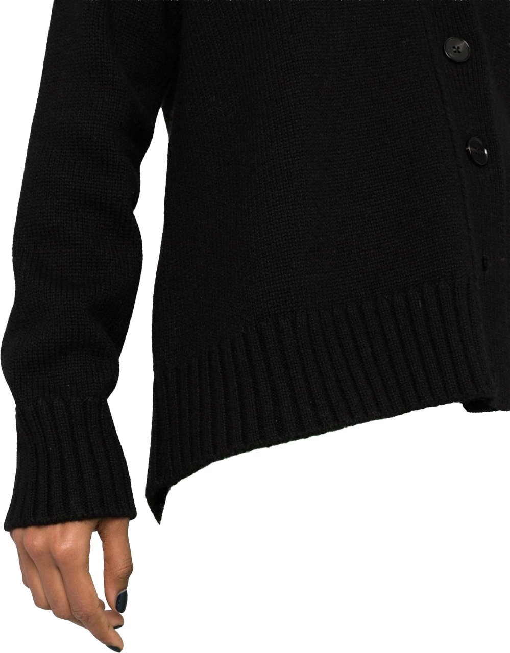 Jil Sander Black Boxy Cashmere V-Neck Cardigan Zwart