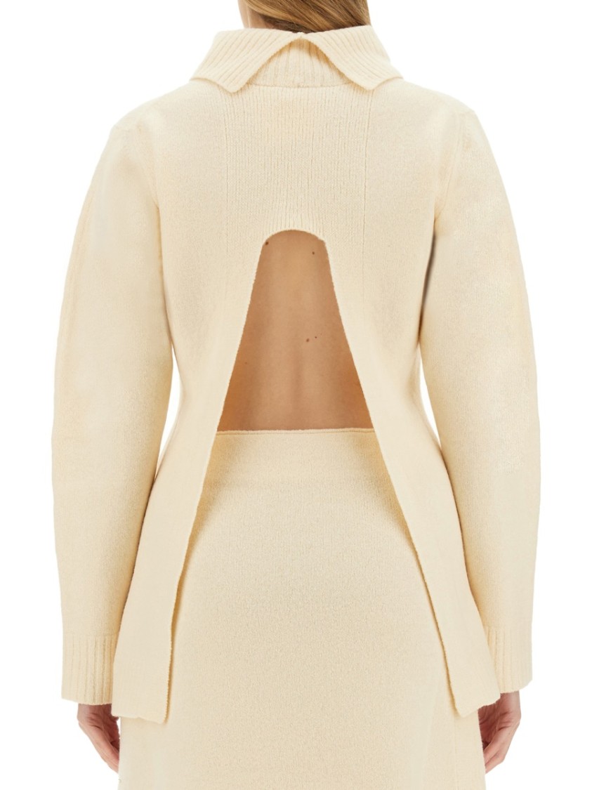 Jil Sander Ribbed Turtleneck Shirt With Oversized Silhouette Neutraal